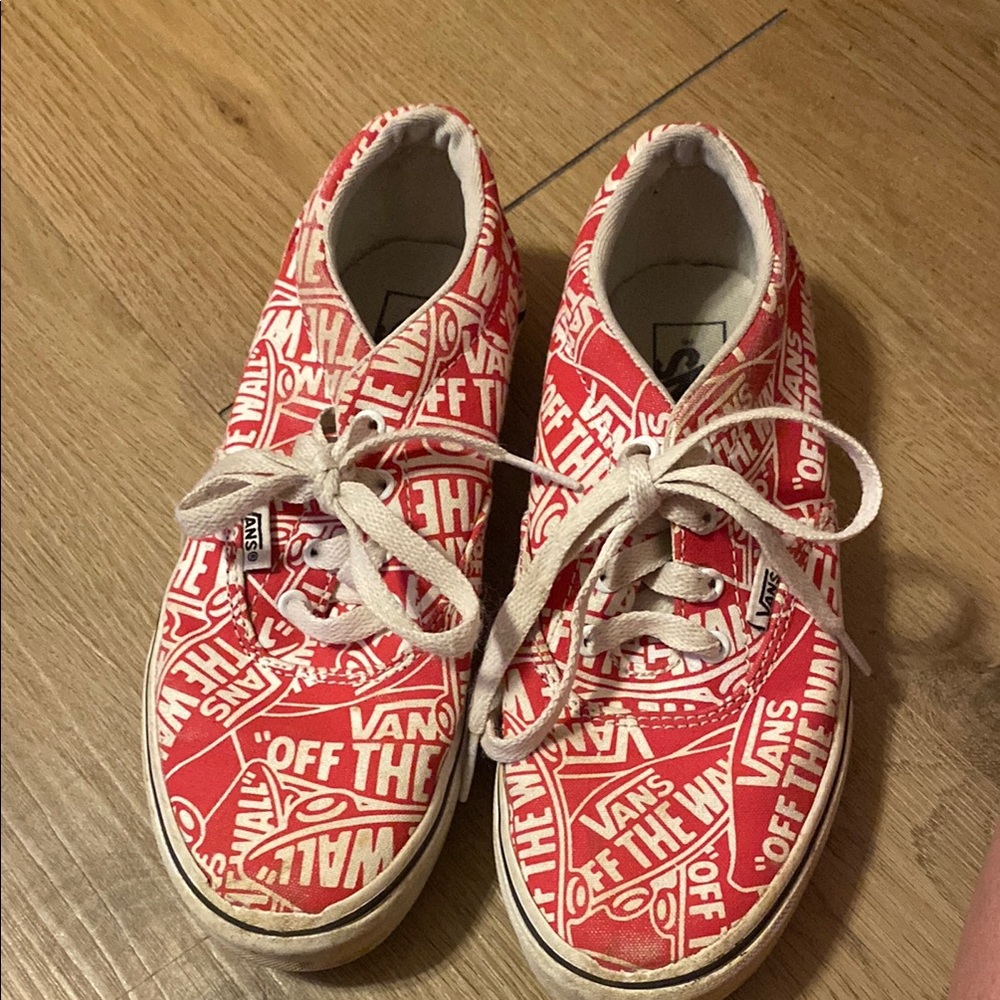 Vans Red and White Sneakers with Bold Graphic Design - Picture 1 of 1